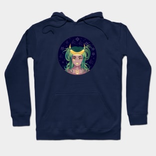 Taurus girl with crescent moon crown Hoodie